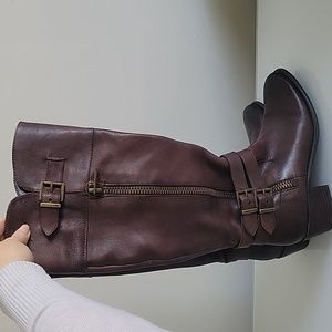 Arturo Chiang Brown Leather Knee High Rider Boot size 7 with Heel